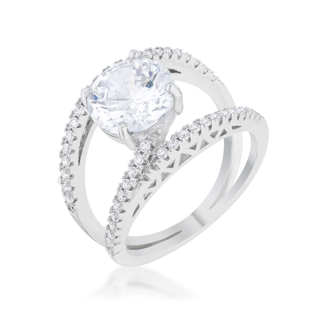 Jgoodin R08467R-C01-10 Womens Girana 3 CT Cubic Zirconia Rhodium Contemporary Ring, Clear - Size 10