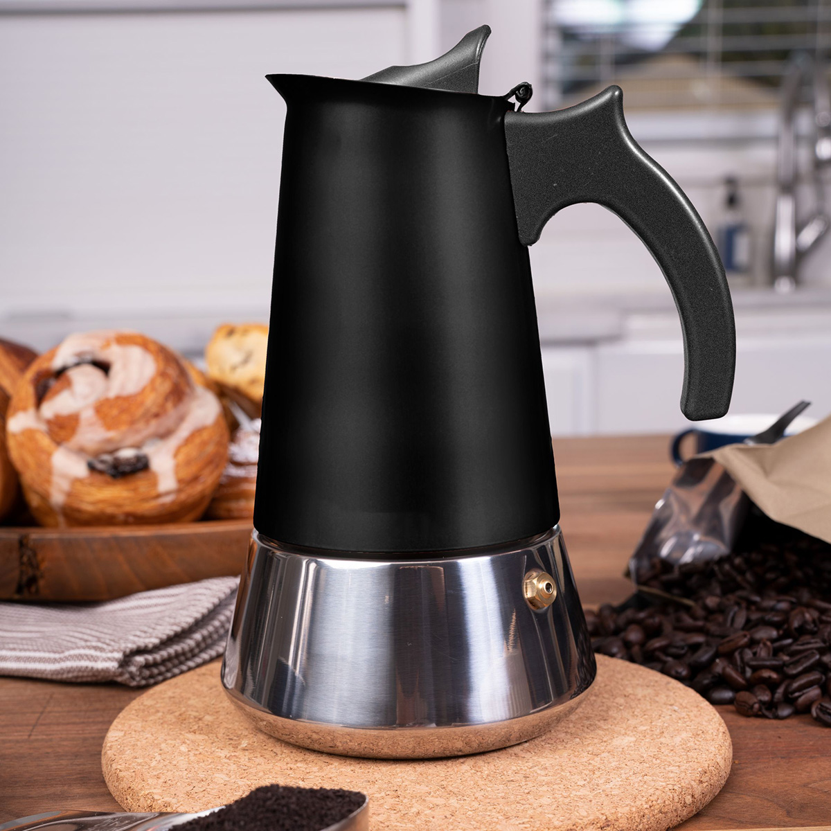 150 mL Stainless Steel Espresso Maker – Black