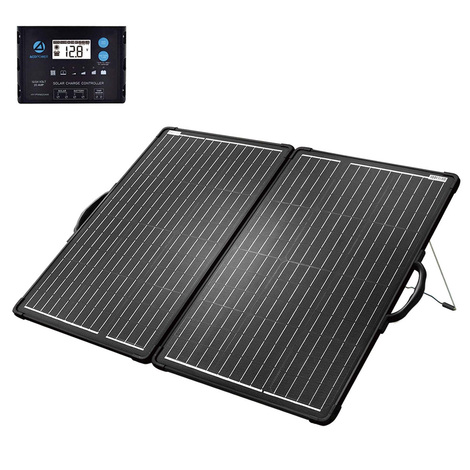 ACOPOWER PLK 120W Portable Solar Panel Kit Lightweight Briefcase w/ 20A Charge Controller in Black