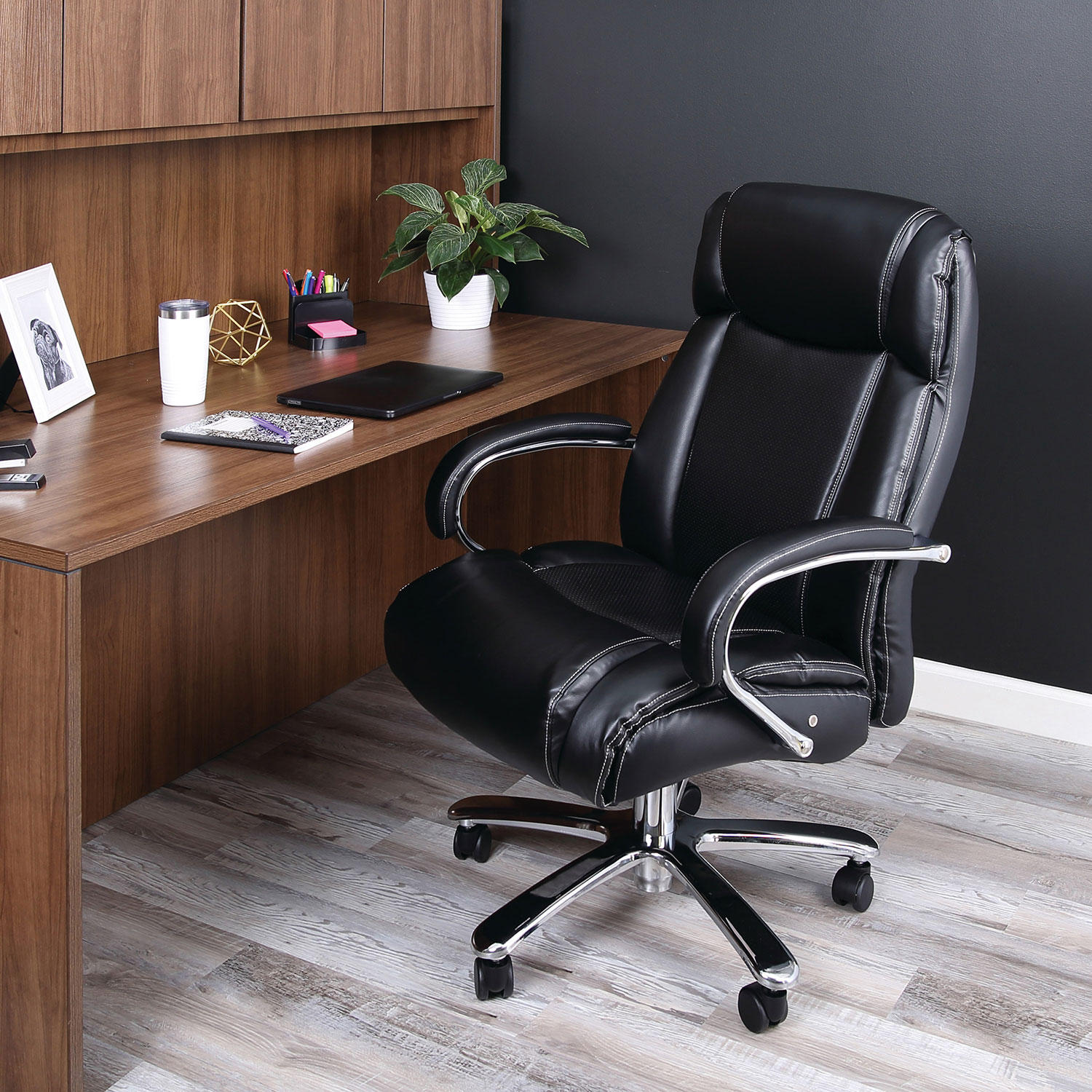 Alera Maxxis Series Big & Tall Leather Office Chair, Black