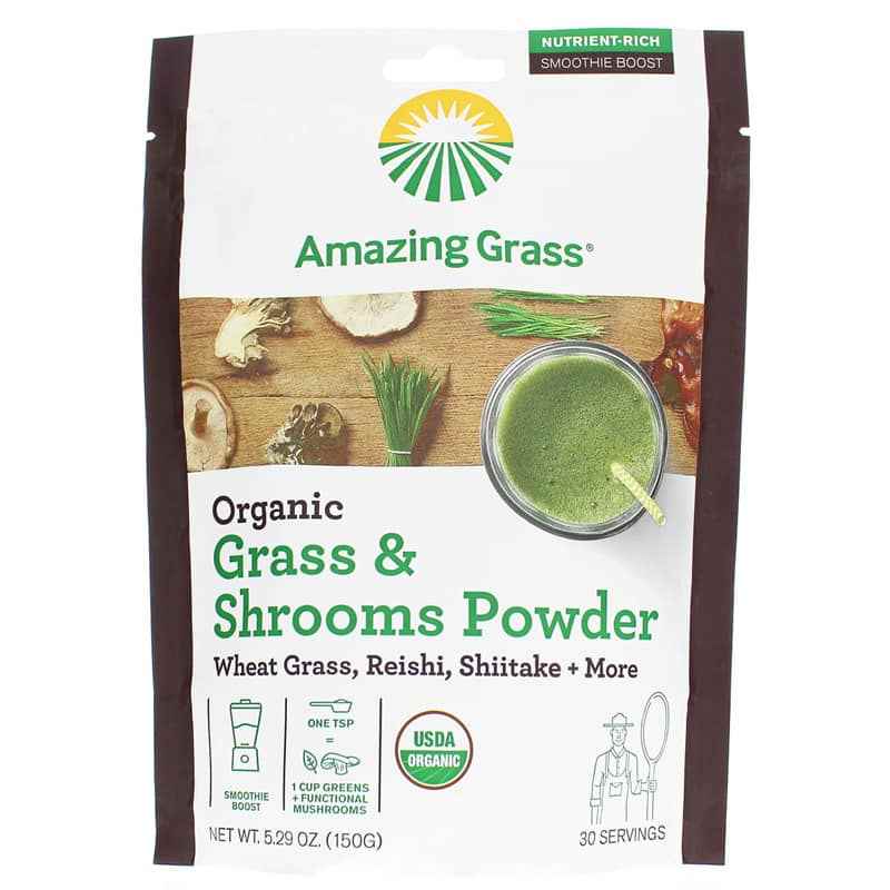 Amazing Grass Organic Grass & Shrooms Powder 5.29 Oz