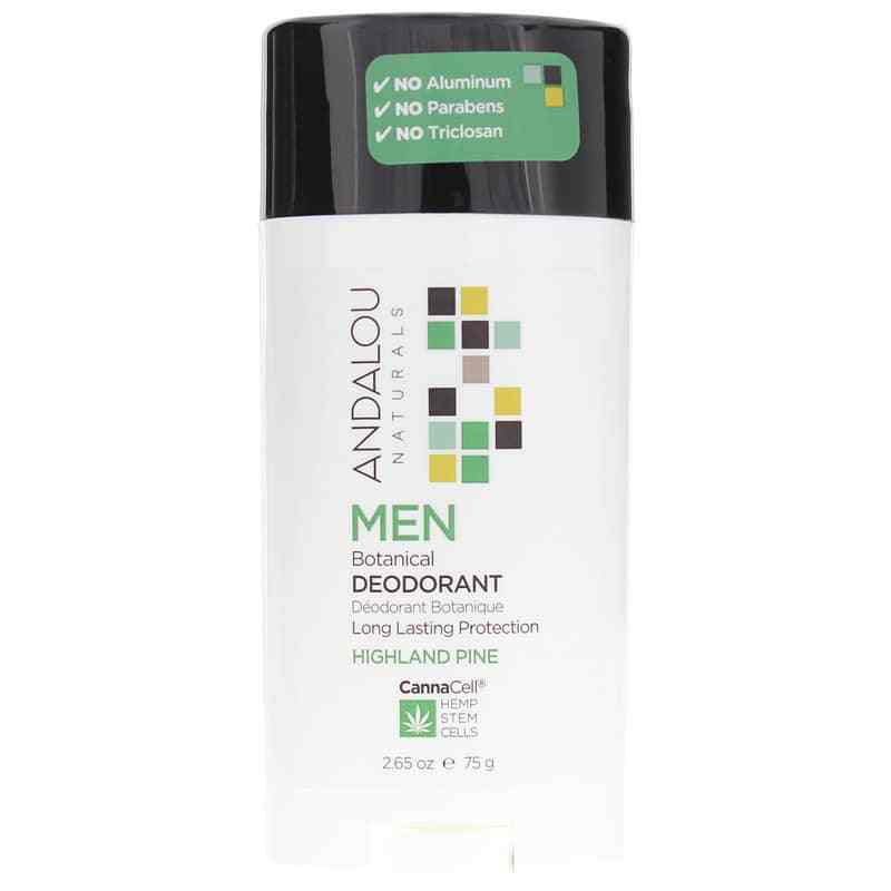 Andalou Naturals CannaCell Men Botanical Deodorant Highland Pine 2.65 Oz