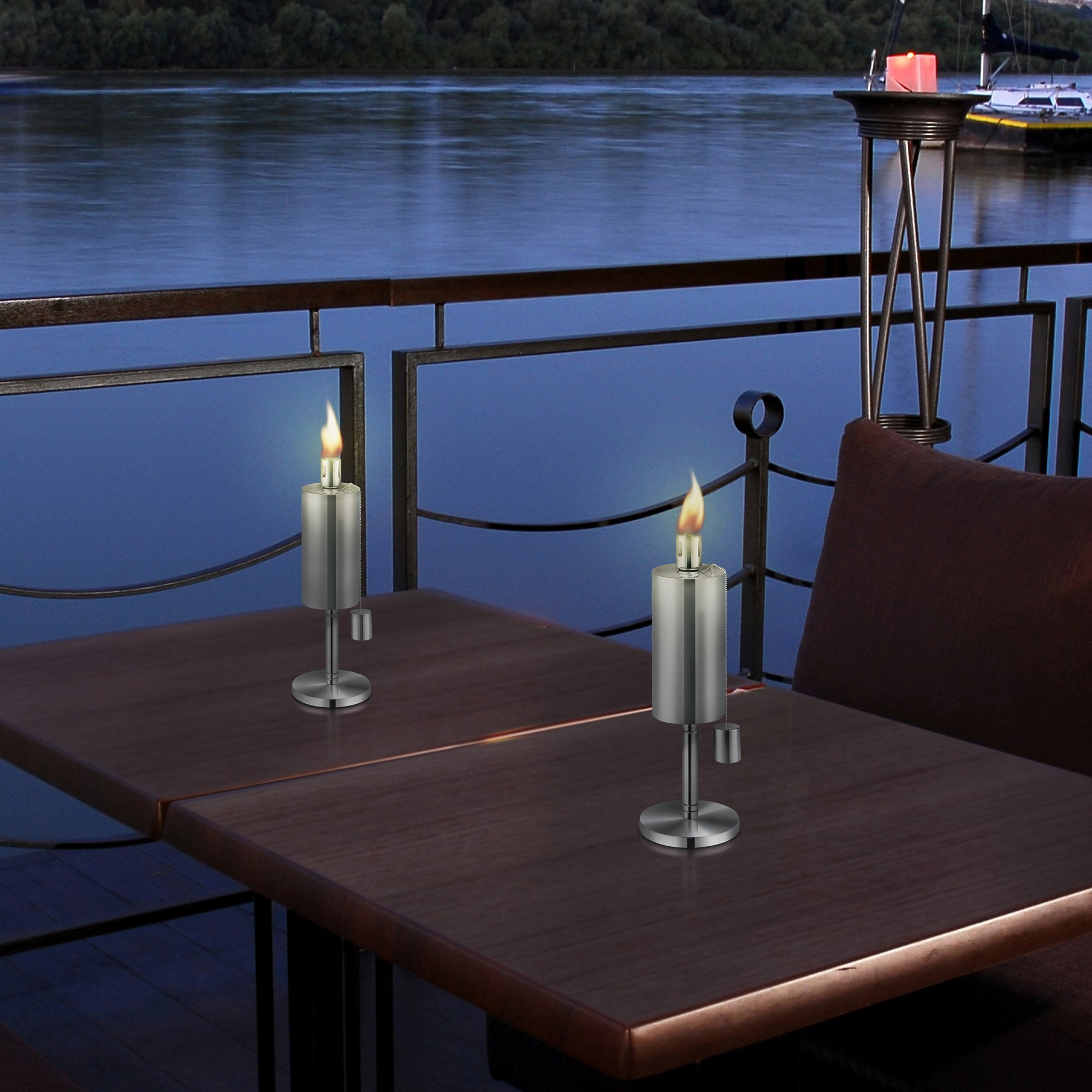 Anywhere Fireplace Cylinder TableTop Garden Torch (1 pc) in Stainless Steel