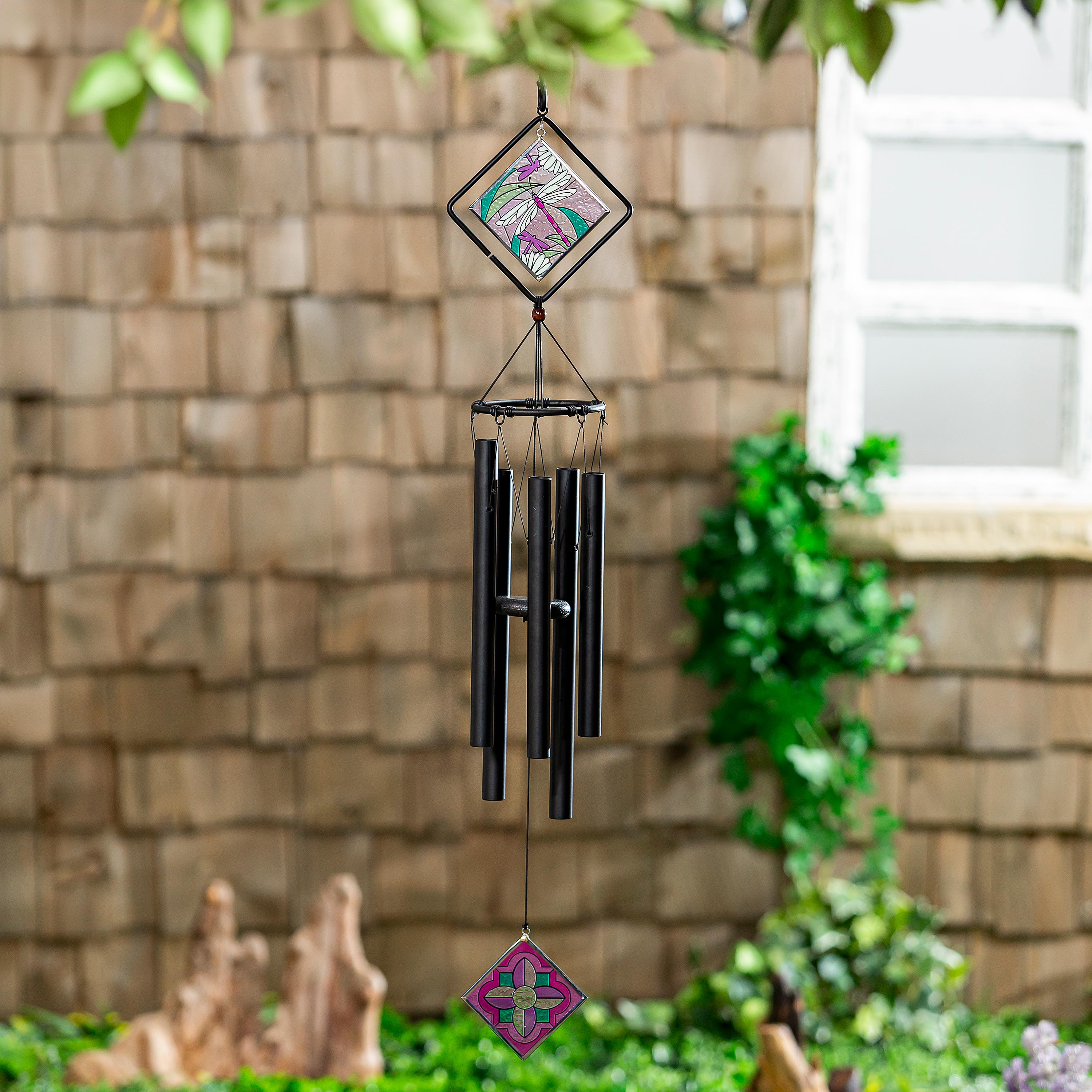 Avria Stained Glass Chime, Dragonfly, 36"