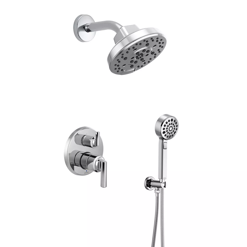 Brizo Levoir Shower Set with 7" Multi-Function Showerhead, Handheld and Diverter Trim in Polished Chrome