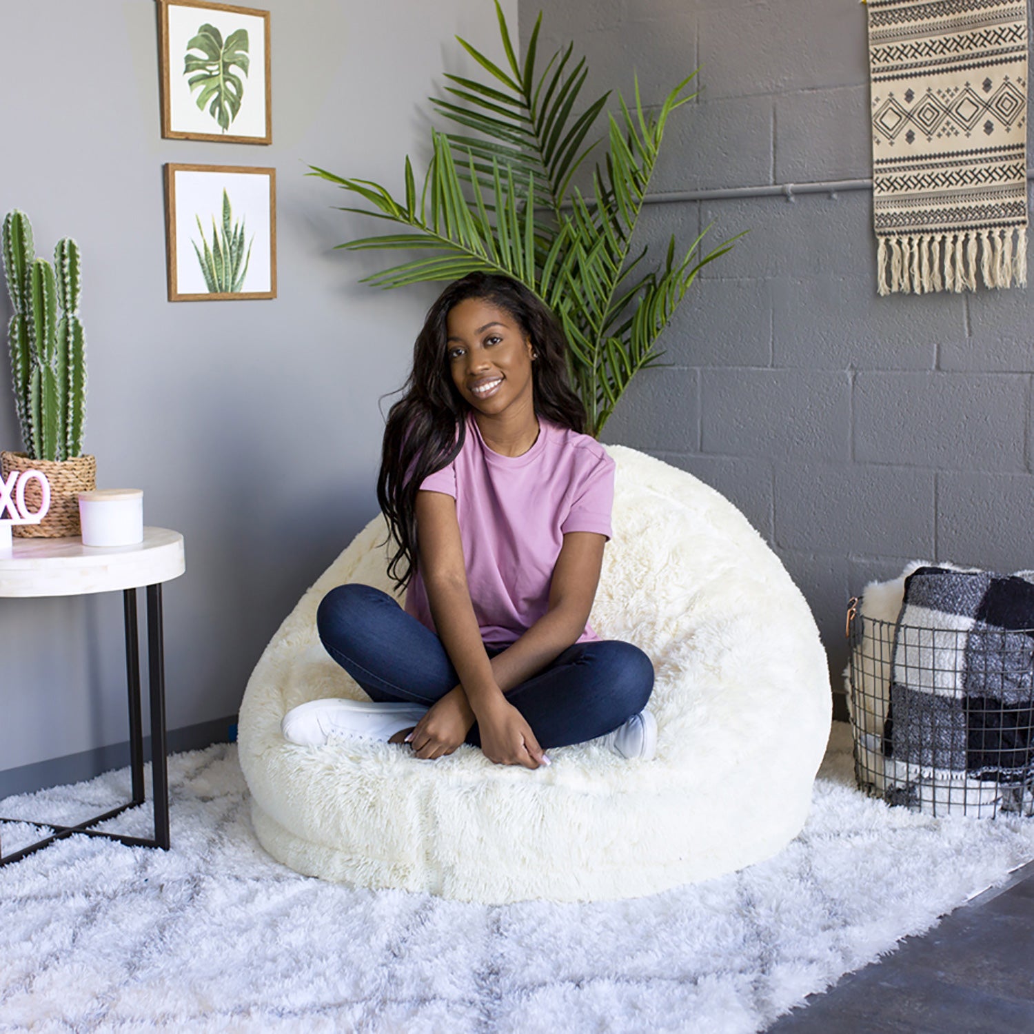 Brooke and Dylan LLC AirCandy Mongolian Faux Fur Inflatable BloChair