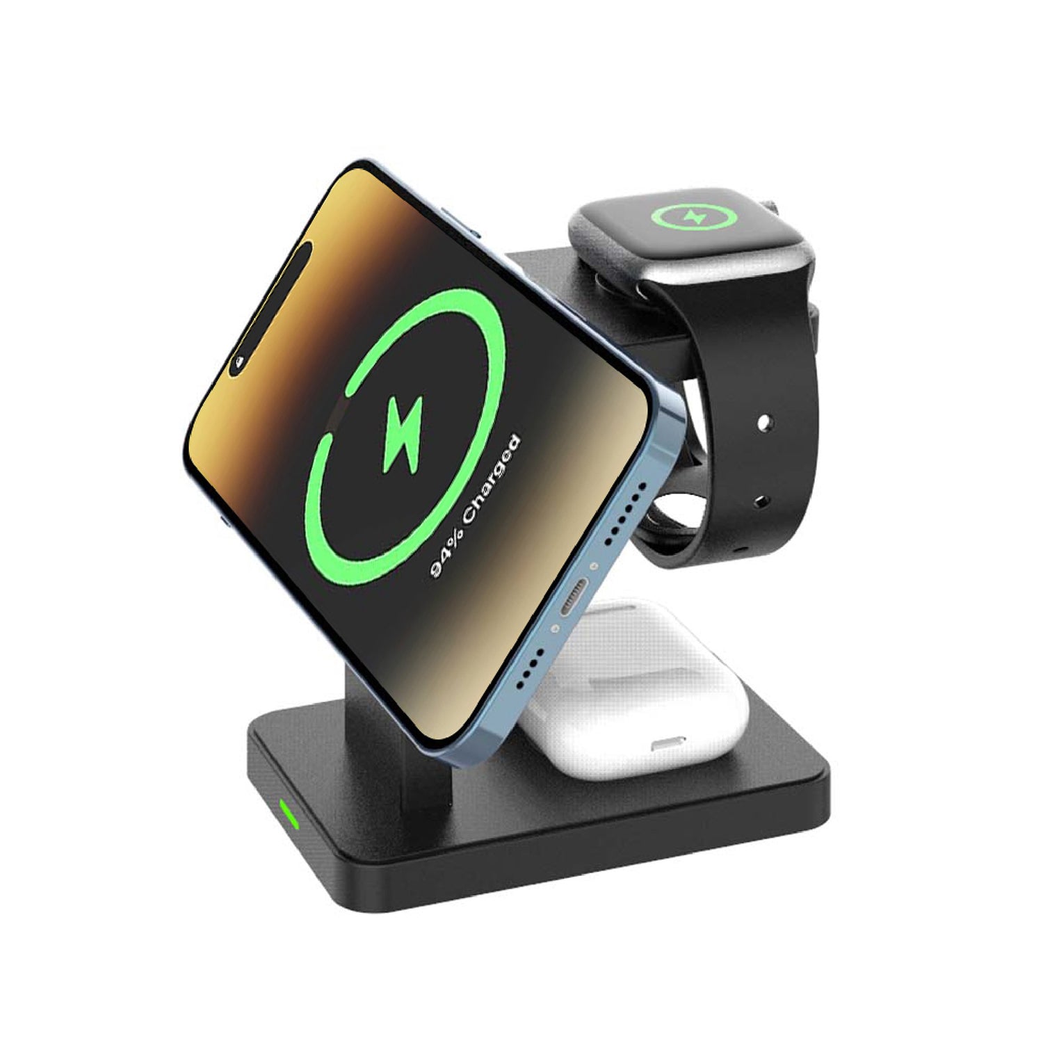Brookstone 3 in 1 Wireless Charging Station Compatible w/ MagSafe Charger for Apple Fast Wireless Charger Stand for for iPhones, iWatch, and Airpods i