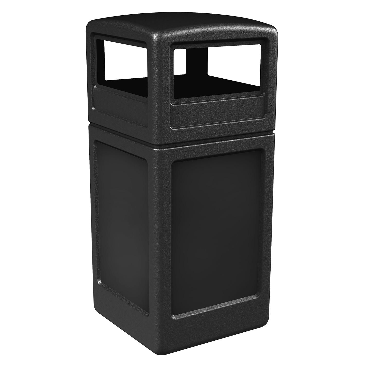 Commercial Zone Square Waste Container with Dome Lid, Polyethylene, 42-gal, Black:- Black