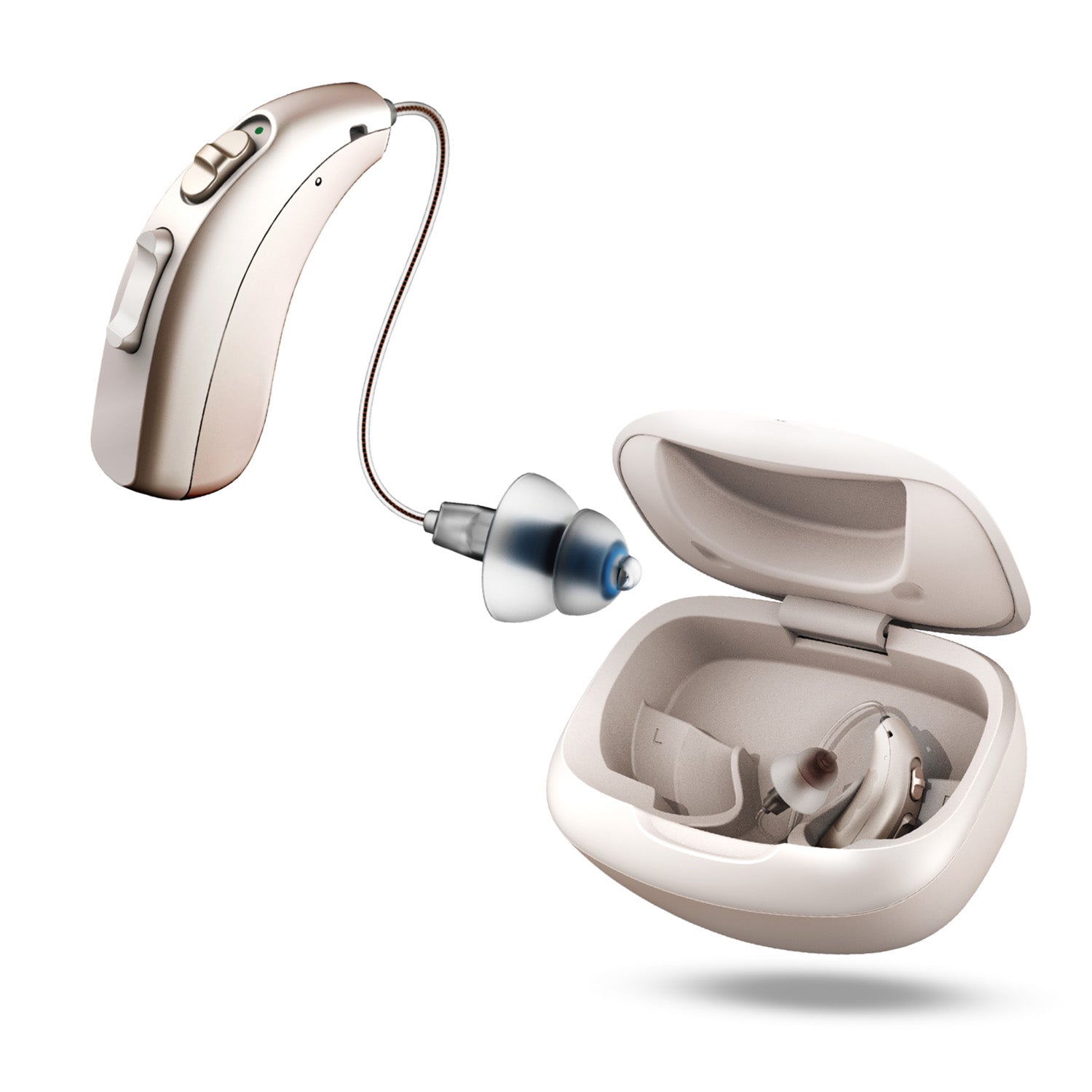 Linner Electronics Co. LINNER Mercury OTC Rechargeable Hearing Aids for Seniors w/ Noise Cancellation in Gold