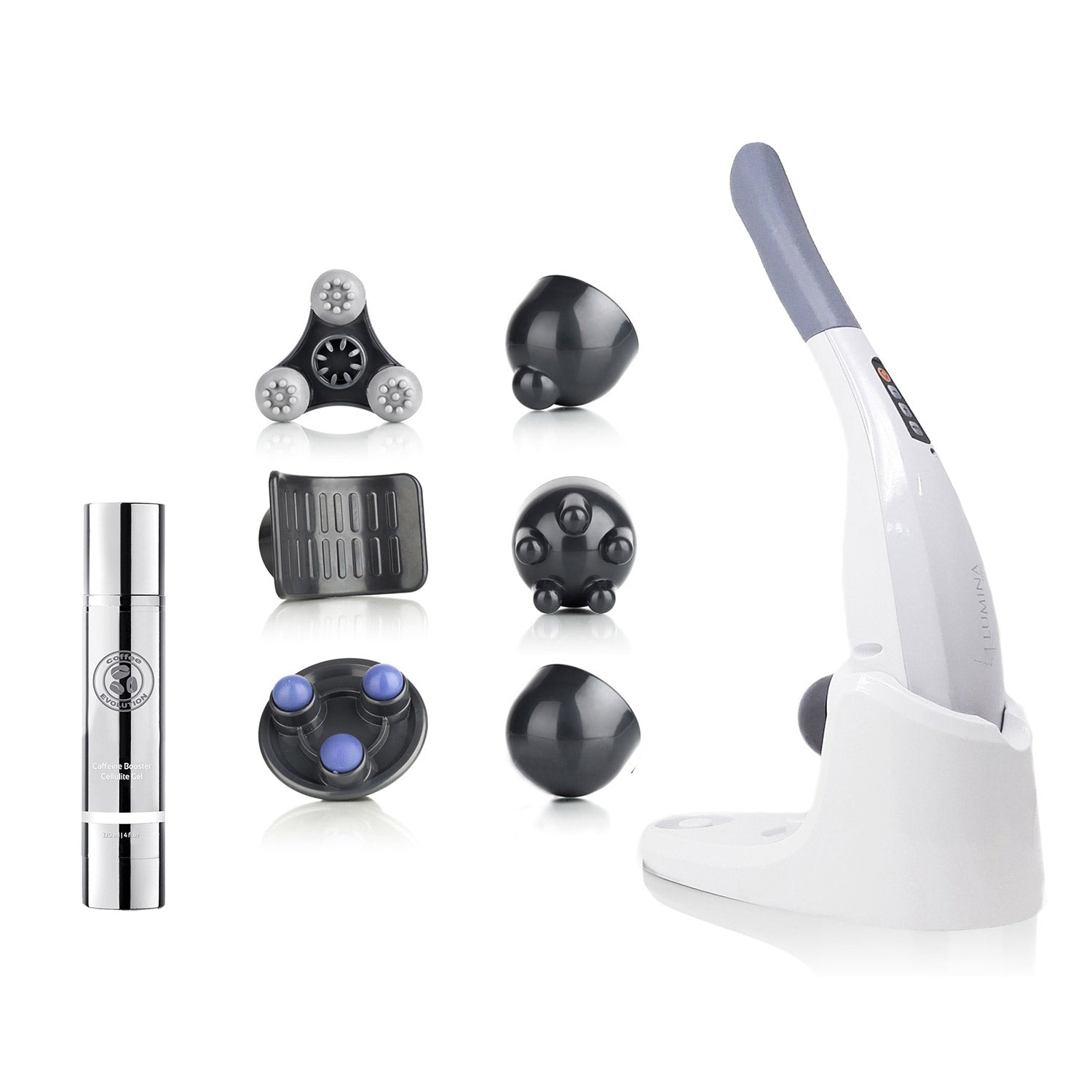 LuminaNRG HammerNRG Deep Tissue Body Massager w/ Cellulite Reducing Gel in White