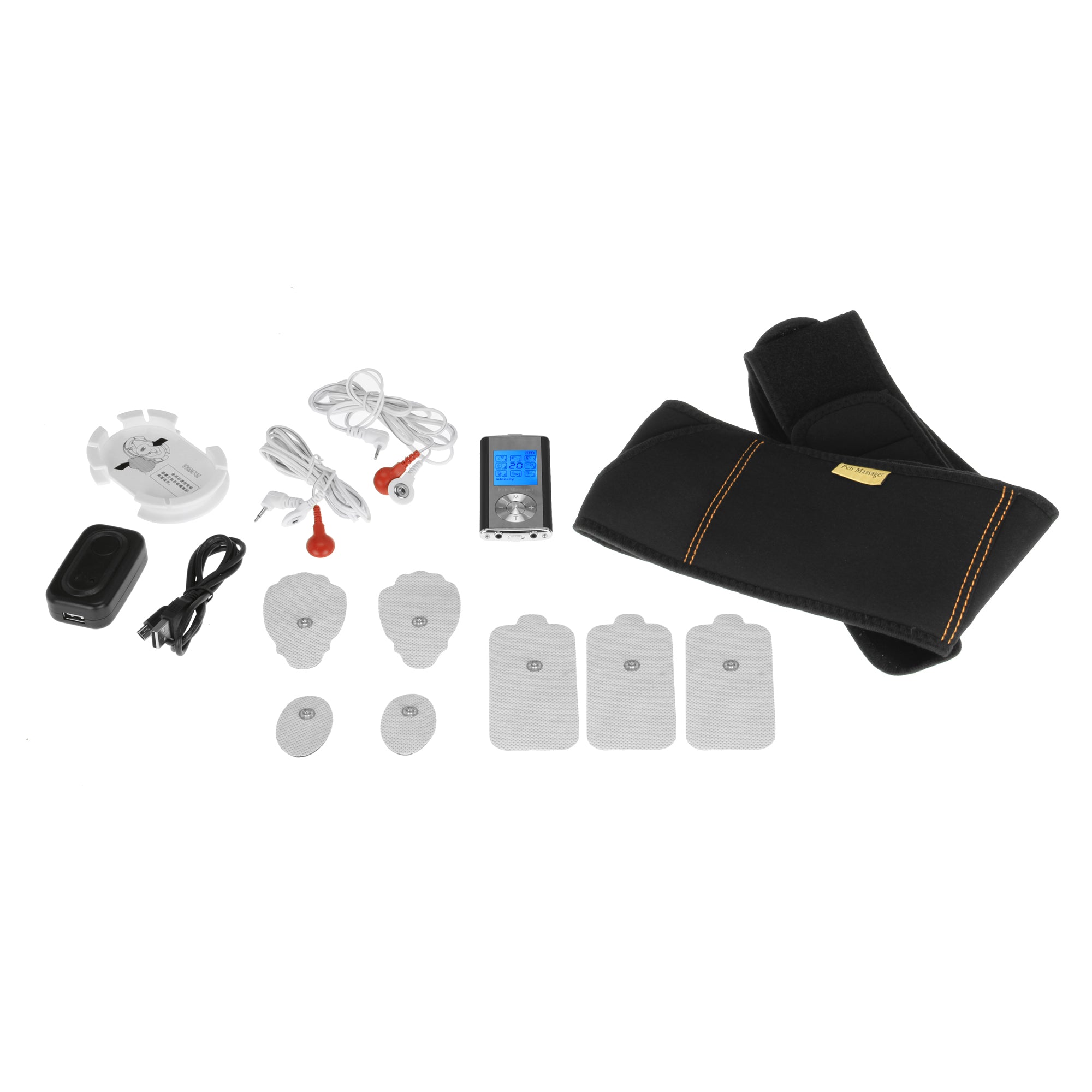 LuminaNRG Palm NRG Digital Pulse Massager 2-Belt Combo Set in Black