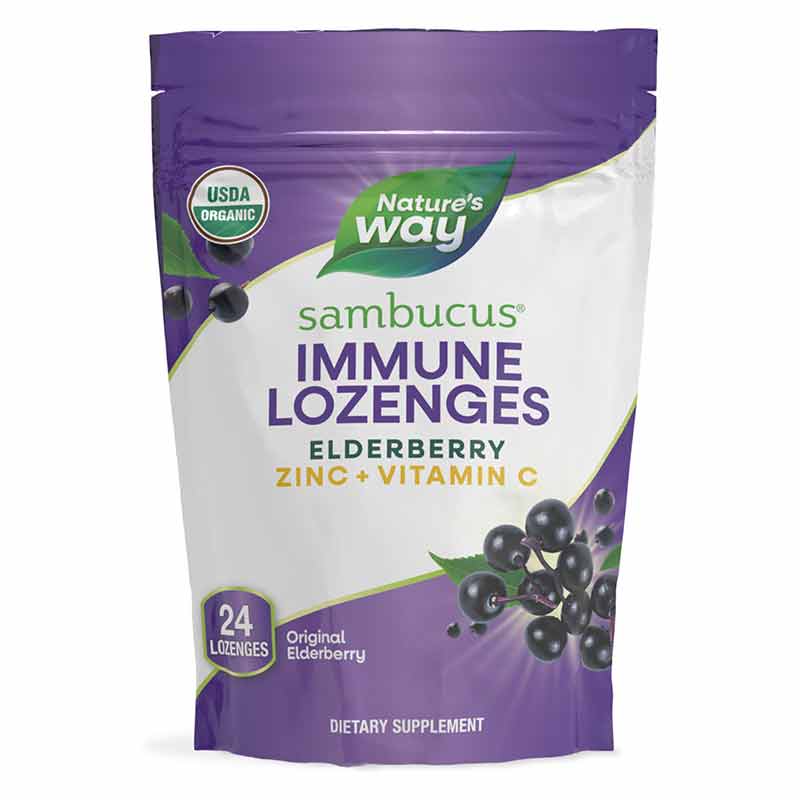 Natures Way Sambucus Elderberry Zinc Lozenges Organic Original 24 Lozenges