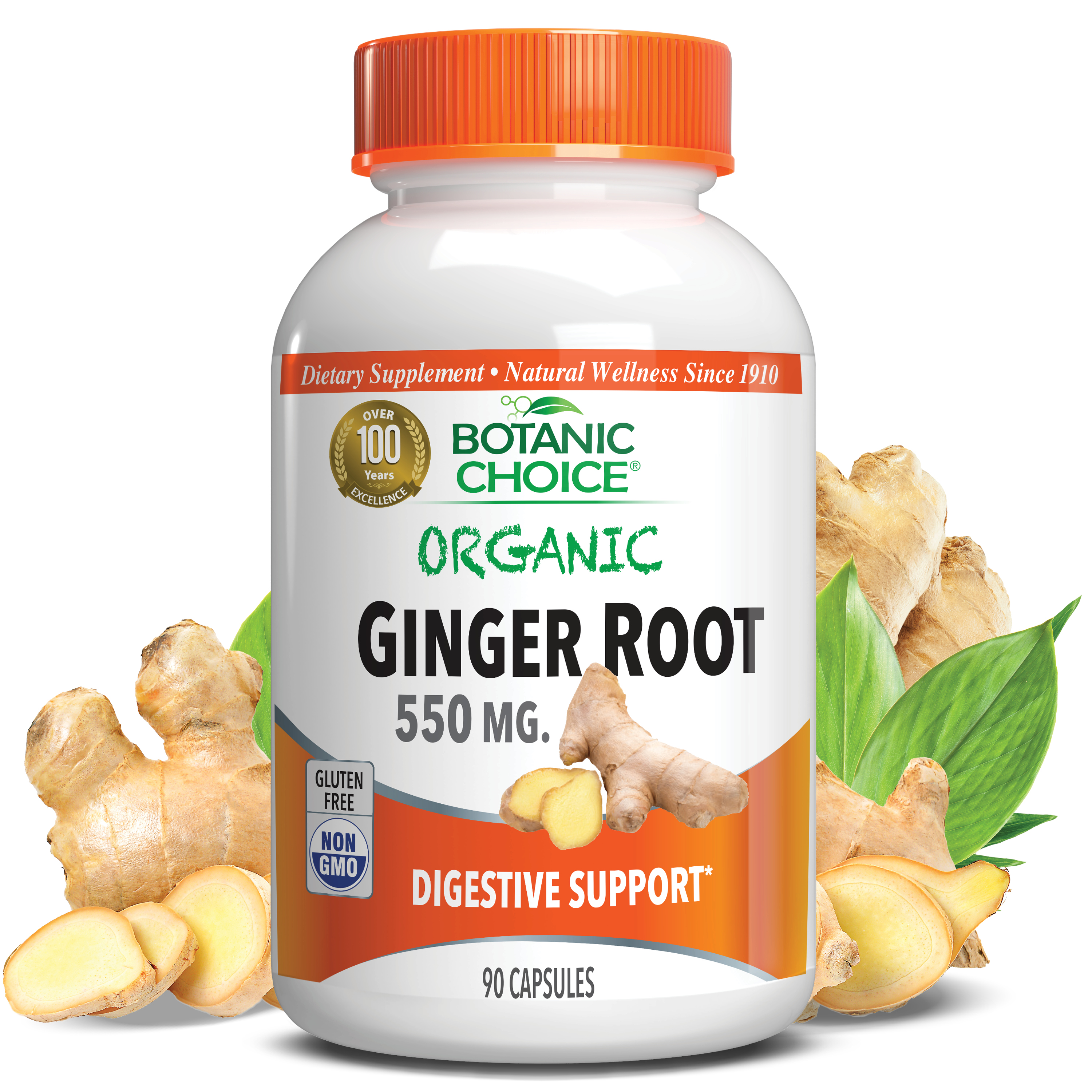 Organic Ginger Root 550 mg - 90 Capsules