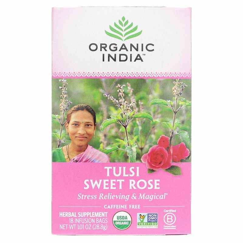 Organic India Tulsi Sweet Rose Organic Tea 18 Tea Bags