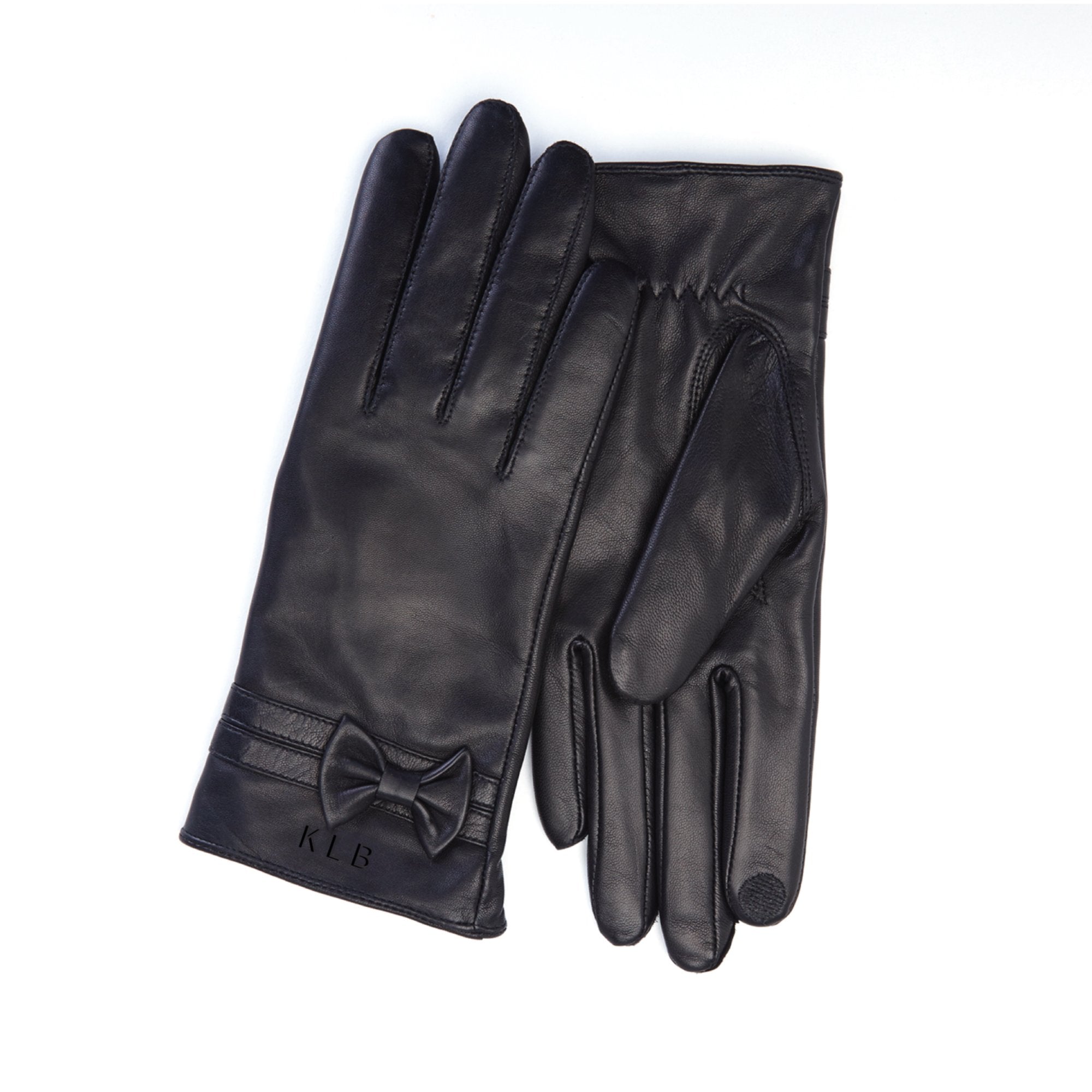 Royce Leather Personalized Ladies Lambskin Glove in Black, Size Large