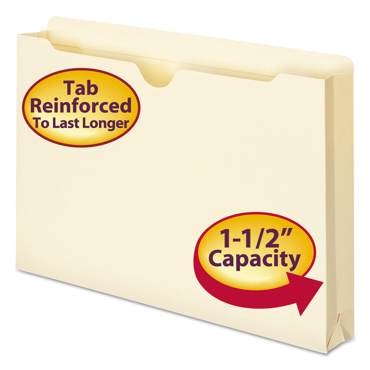 Smead 1 1/2" Double-Ply Expansion File Jackets, Manila (Legal)