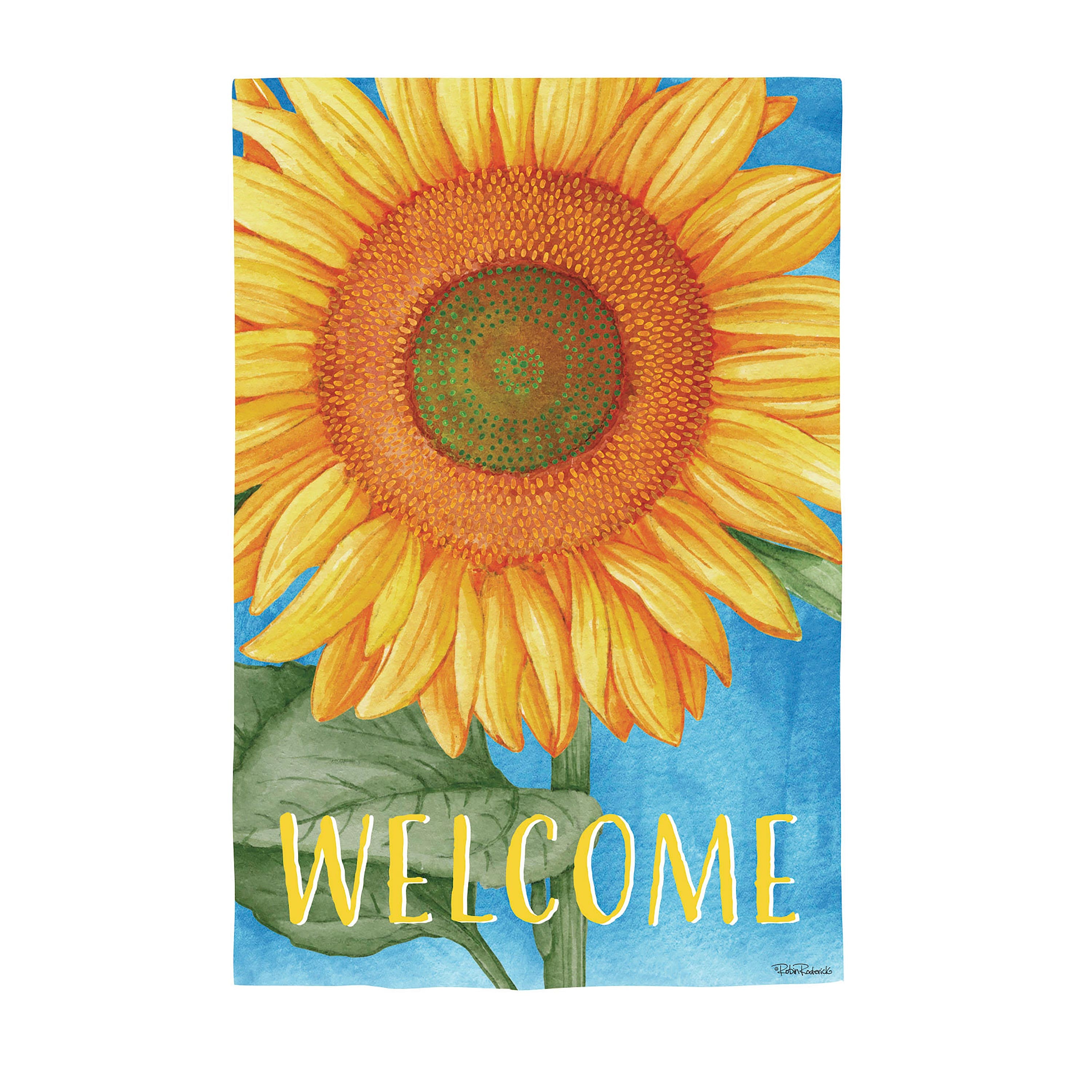 Welcome Sunflower Suede House Flag