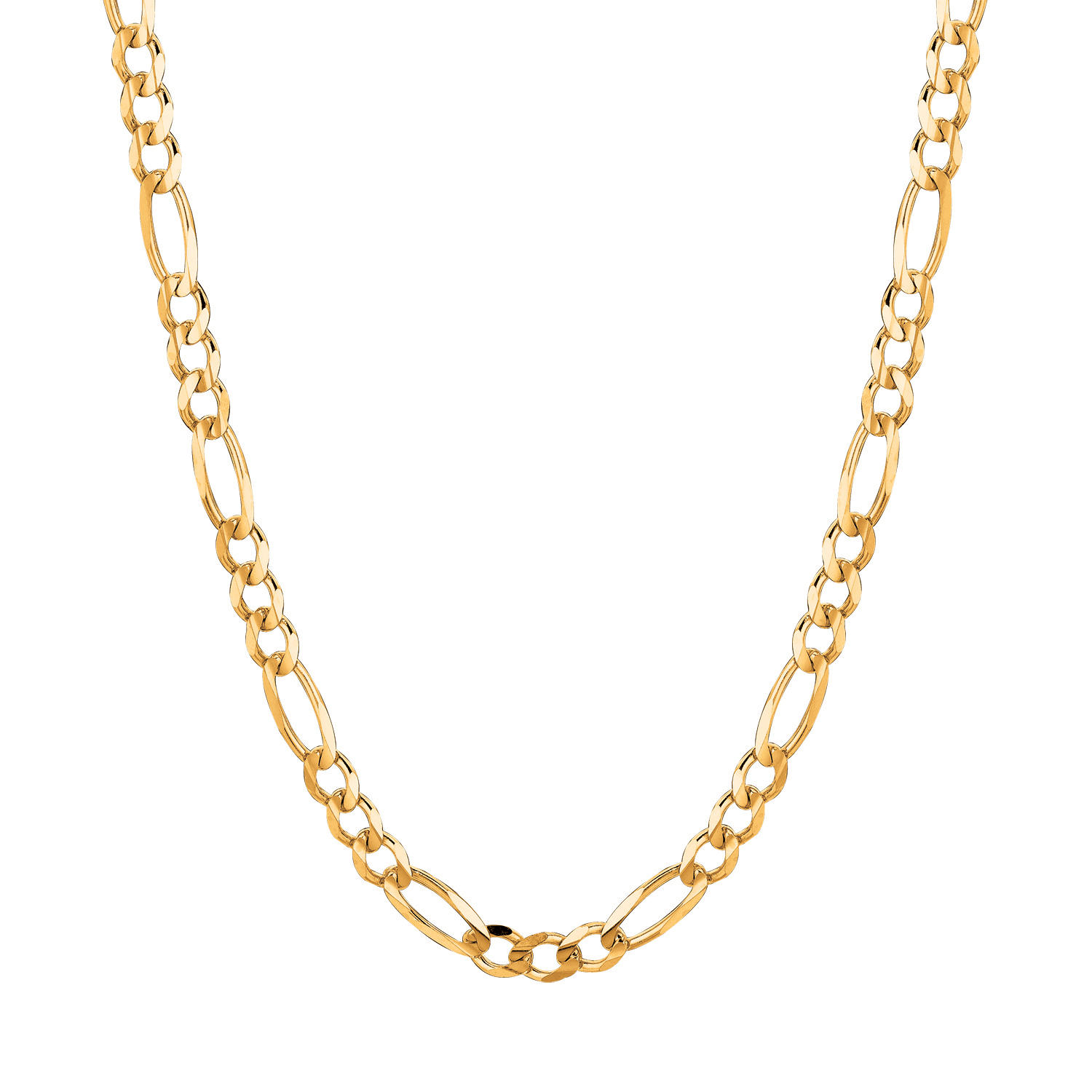 14 Karat Yellow Gold Solid Figaro Link Necklace - 20':- 4.5mm, 20'