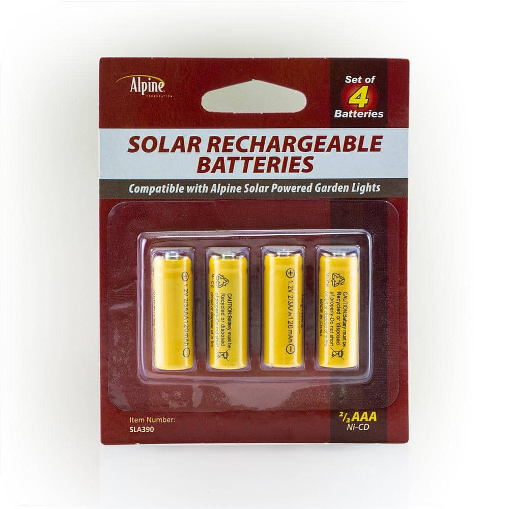2/3 AAA Ni-CD Replacement Solar Rechargeable Batteries for Solar Powered Garden Lights, Set of 4