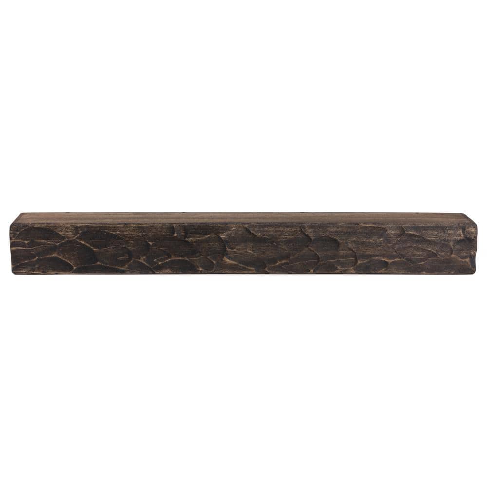 36 in. W x 5.5 in. H x 6.25 in. D Dark Chocolate Rough Hewn Fireplace Cap-Shelf Mantel