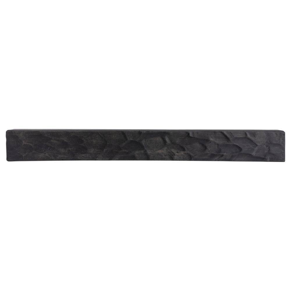 36 in. W x 5.5 in. H x 6.25 in. D Midnight Black Rough Hewn Fireplace Cap-Shelf Mantel