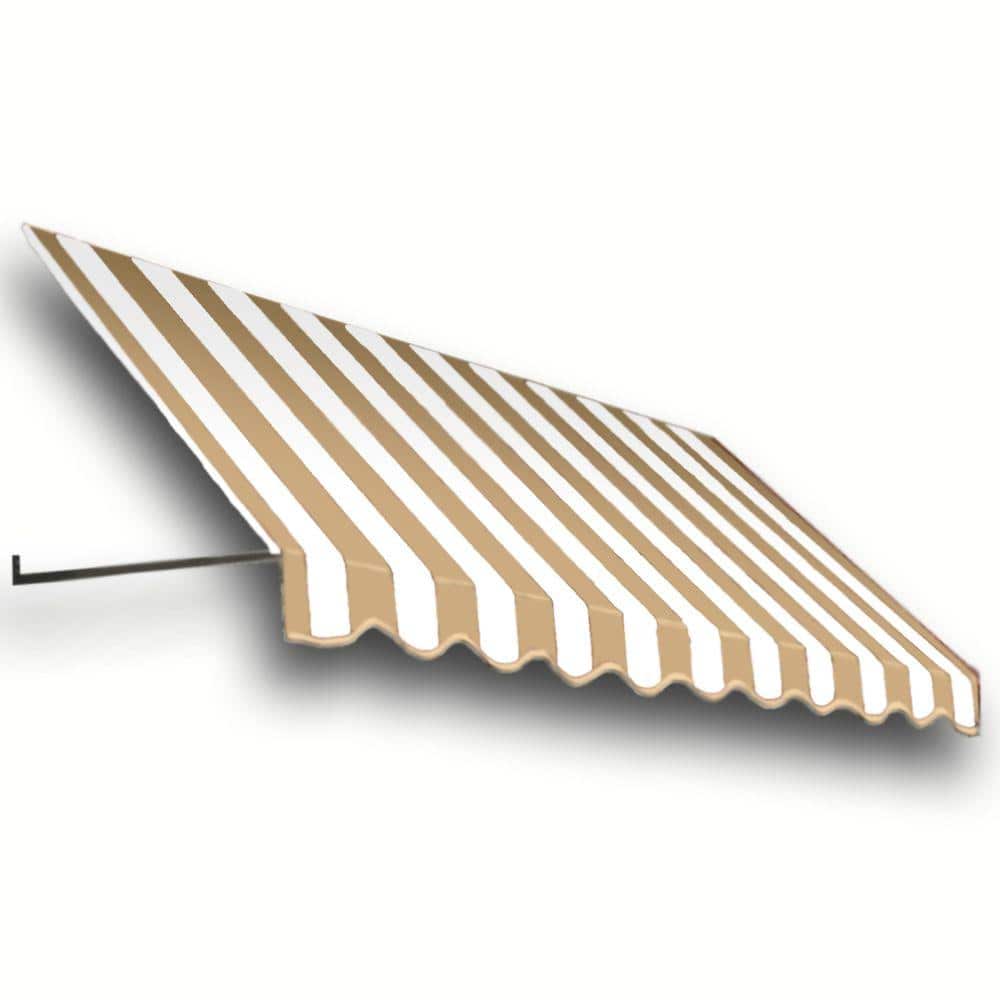 5.38 ft. Dallas Retro Fixed Awning 64.5 in. W x 16 in. H x 30 in. D Acrylic Fabric in Linen/White Stripe