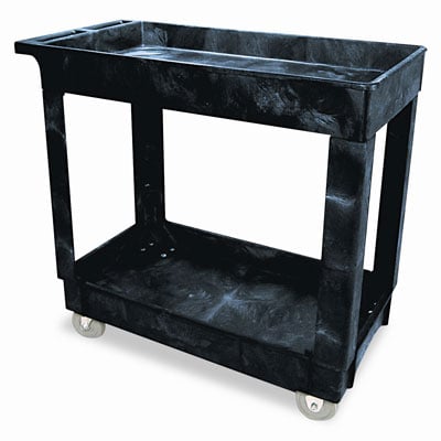 9T6600BLA Heavy-Duty Service/Utility Cart Two Shelves 16 x 34 x 31-1/4 Black