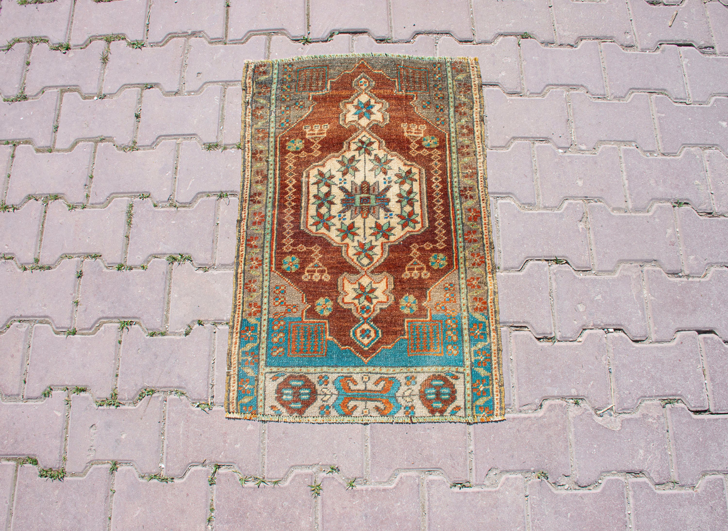 Doormat Rug 2x3, Bohemian Rug, Oushak Small Rug, Turkish Rug, Wool Carpet, Faded Rug, Vintage Rug, Muted Rugs