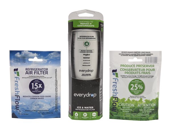 Everydrop® Refrigerator Water Filter 4 - Edr4Rxd1 (Pack Of 1) + Freshflow™ Air Freshflow Produce Preserver Refill in Multi-Pack, EDR4RXVR6