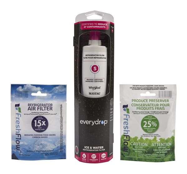 Everydrop® Refrigerator Water Filter 5 - Edr5Rxd1 (Pack Of 1) + Freshflow™ Air Freshflow Produce Preserver Refill in Multi-Pack, EDR5RXVR6
