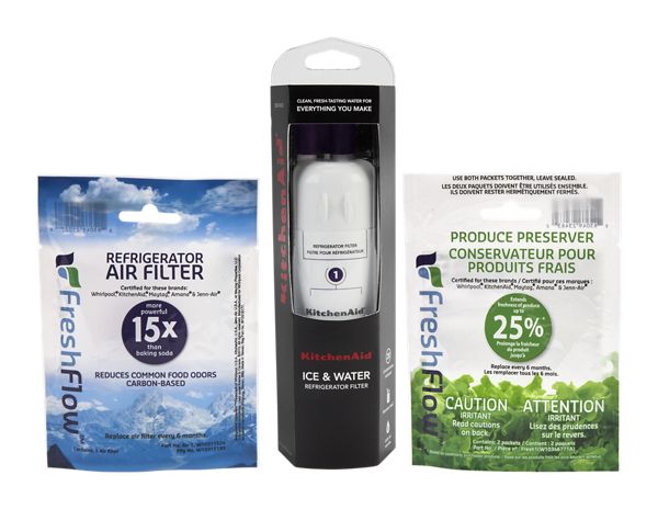 KitchenAid™ Refrigerator Water Fliter 1 - Kad1Rxd1 (Pack Of 1) + Freshflow™ Airfilter+ Freshflow Produce Preserver Refill in Multi-Pack, KAD1RXVR6