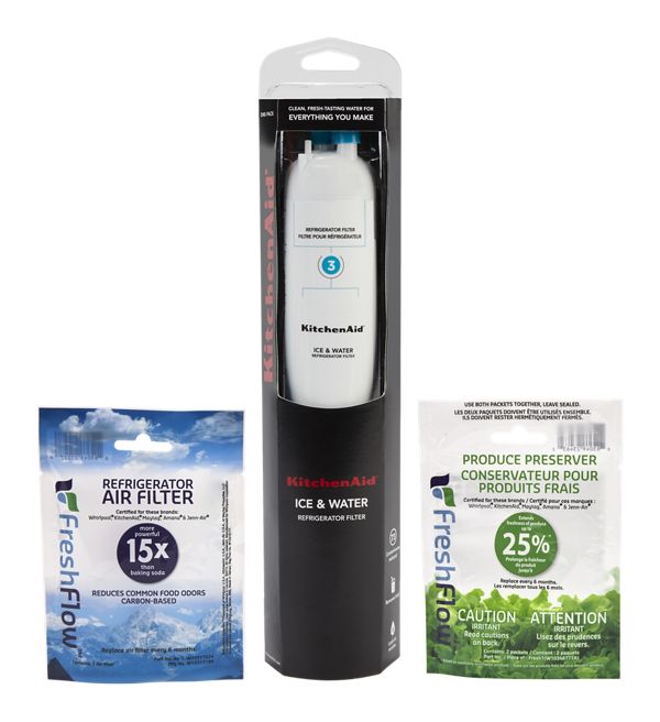 KitchenAid™ Refrigerator Water Fliter 3 - Kad3Rxd1 (Pack Of 1) + Freshflow™ Airfilter+ Freshflow Produce Preserver Refill in Multi-Pack, KAD3RXVR6