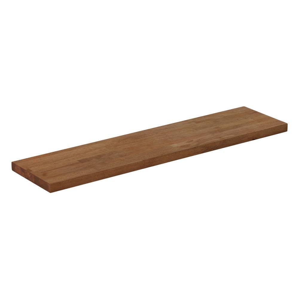 Solid Wood Butcher Block Shelf 48in. W X 12in. D X 1.5in. H in Honey Stained Hevea